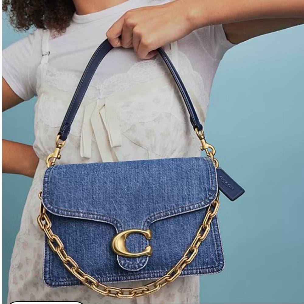 Coach Denim Shoulder Bag with Gold C Hardware - Picture 4 of 15